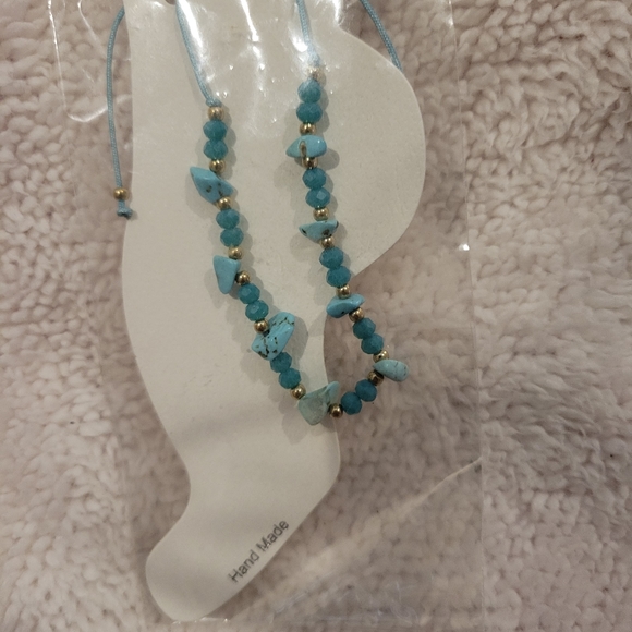 Fashion jewelry Blue and Gold ankle bracelet - Picture 5 of 5